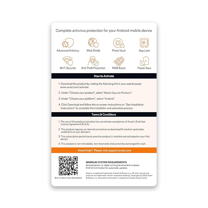 Avast Mobile Security – Premium, 1 Gerät, 1 Jahr