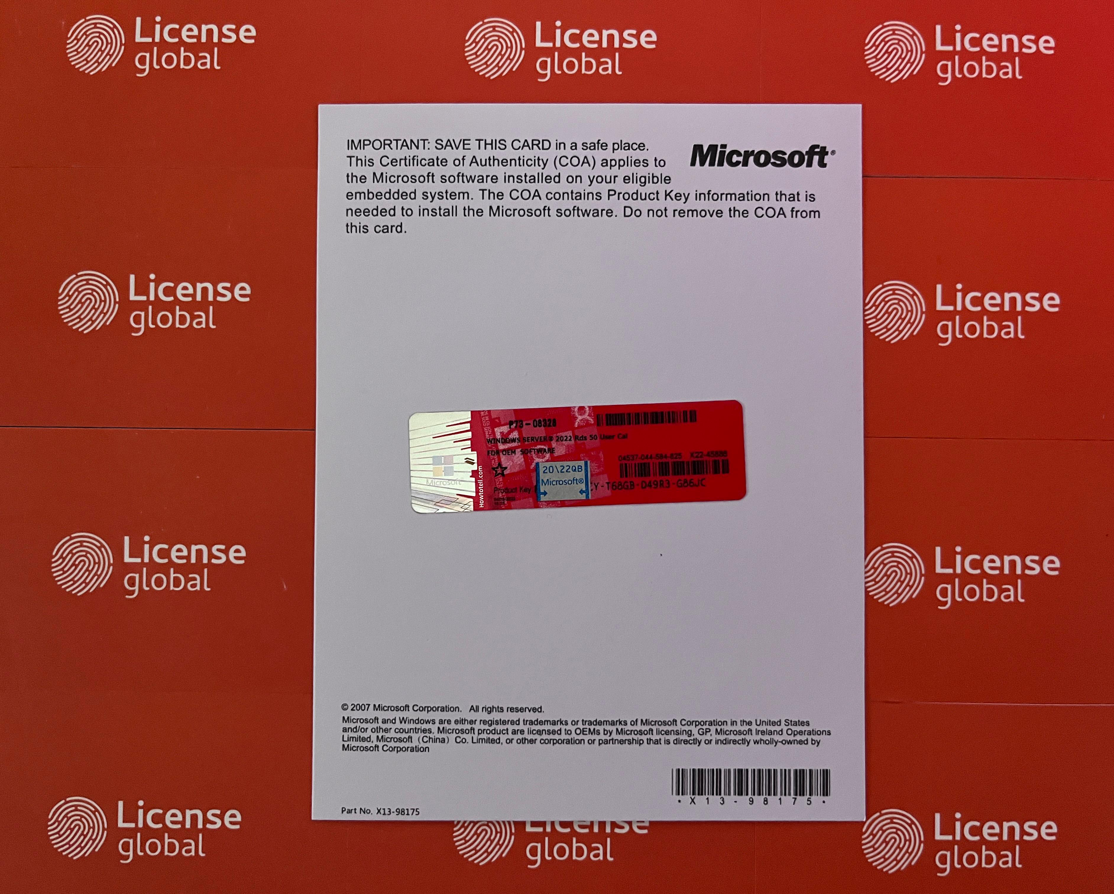 Windows Server 2022 RDS 50 Benutzer-CAL-COA-Aufkleber