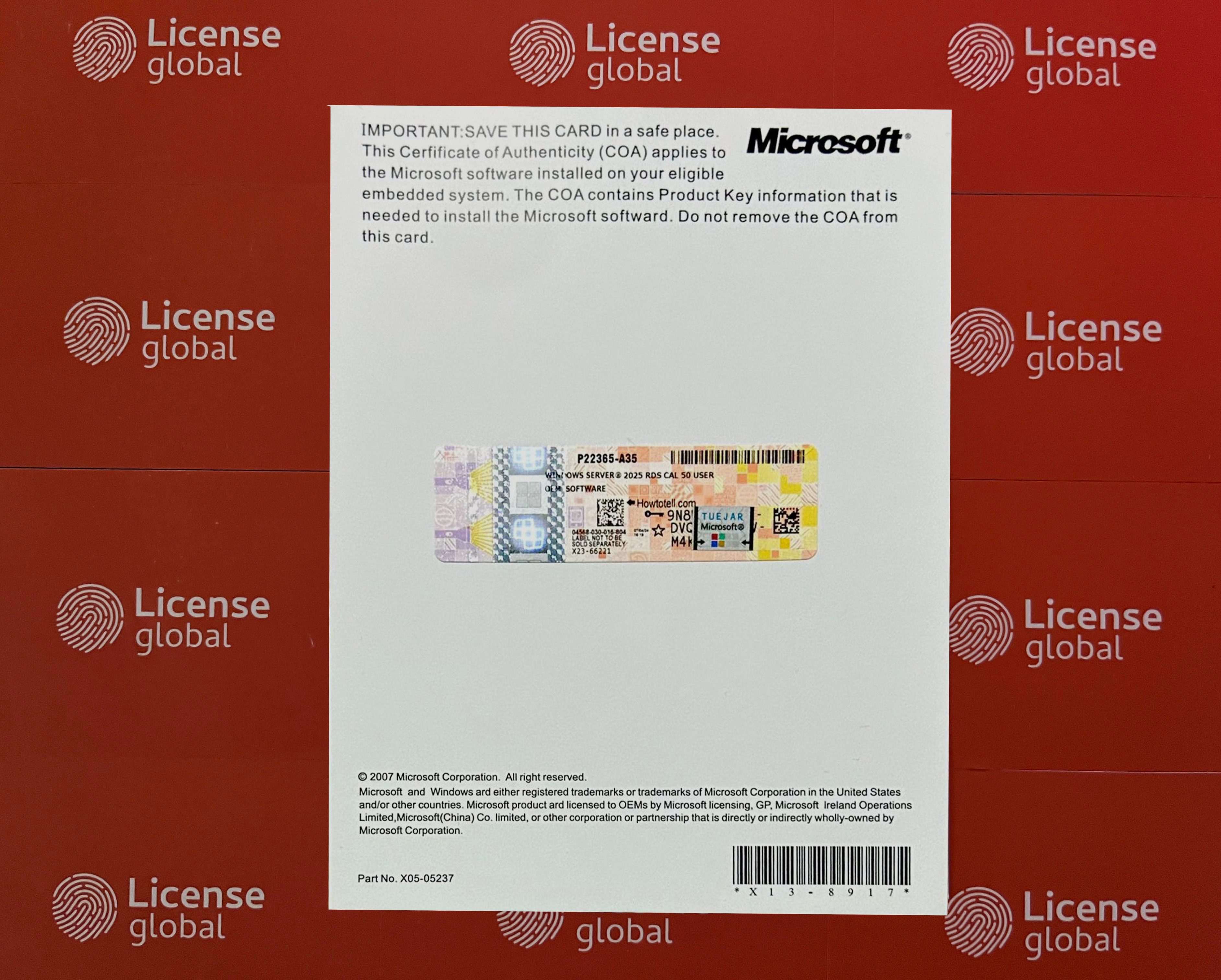 Windows Server 2025 RDS 50 Benutzer-CAL-COA-Aufkleber