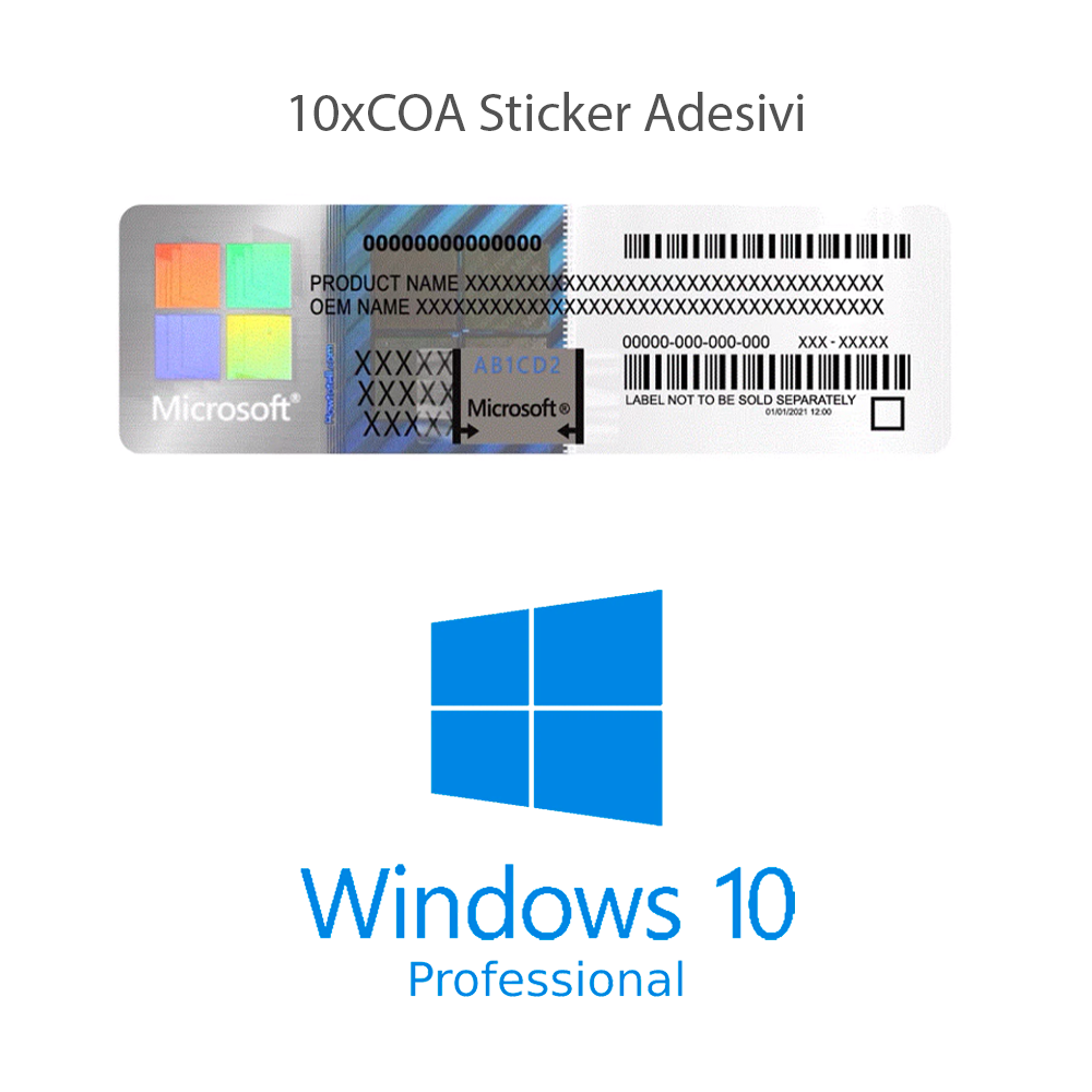 Windows 10 Professional COA-Aufkleber, 10 Stück