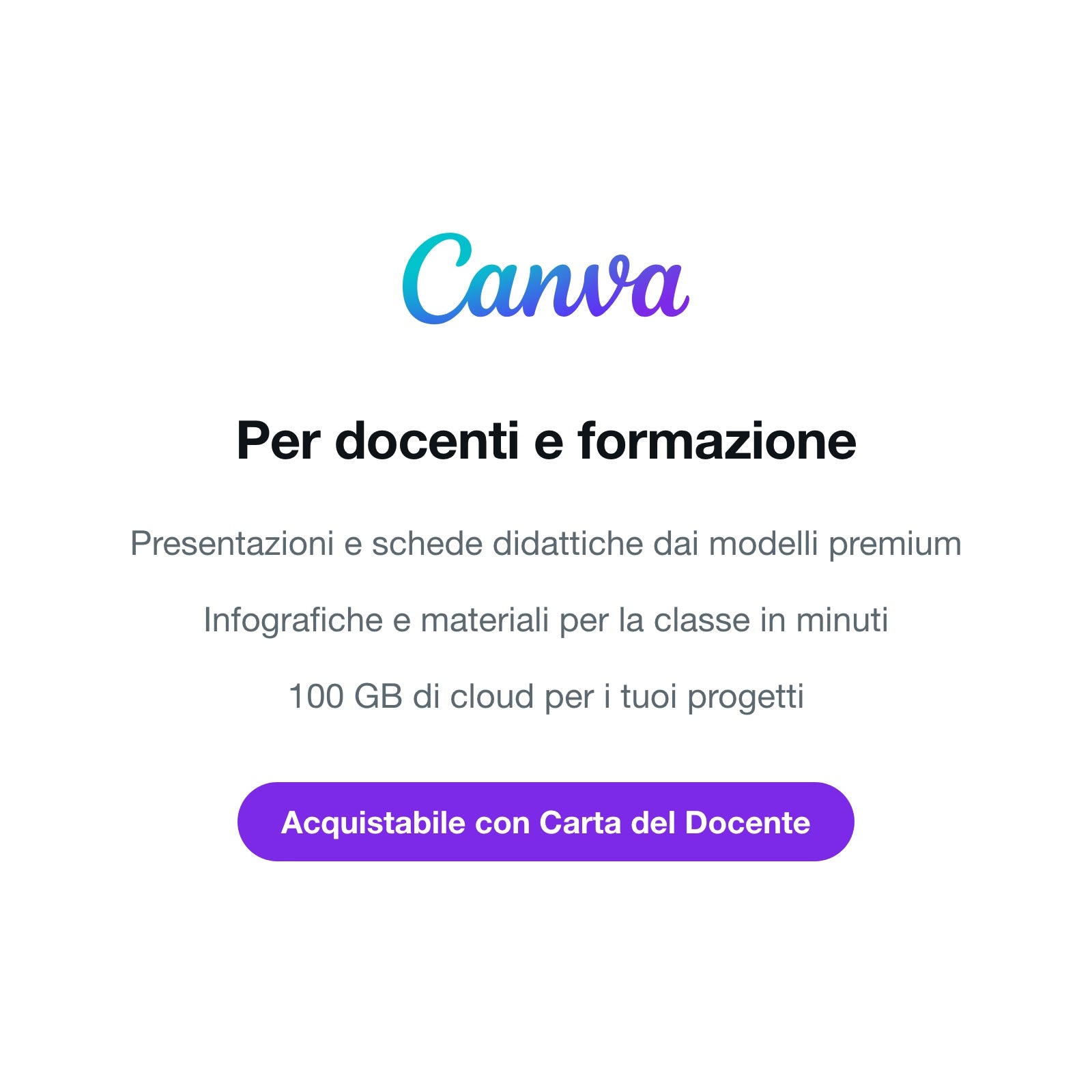 Canva Pro per docenti e formazione, acquistabile con Carta del Docente