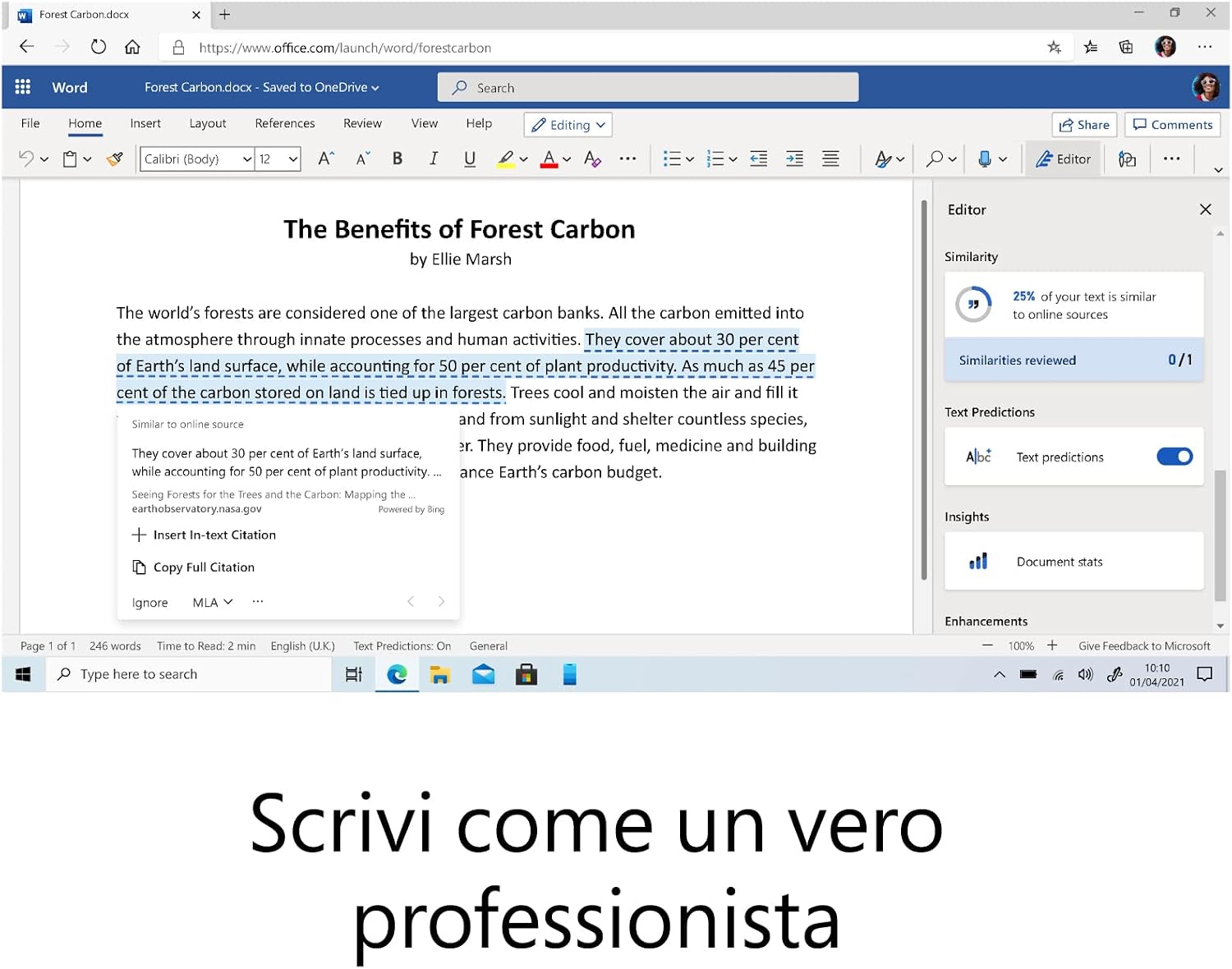 Microsoft 365 Business Standard: strumenti di scrittura professionali in Word