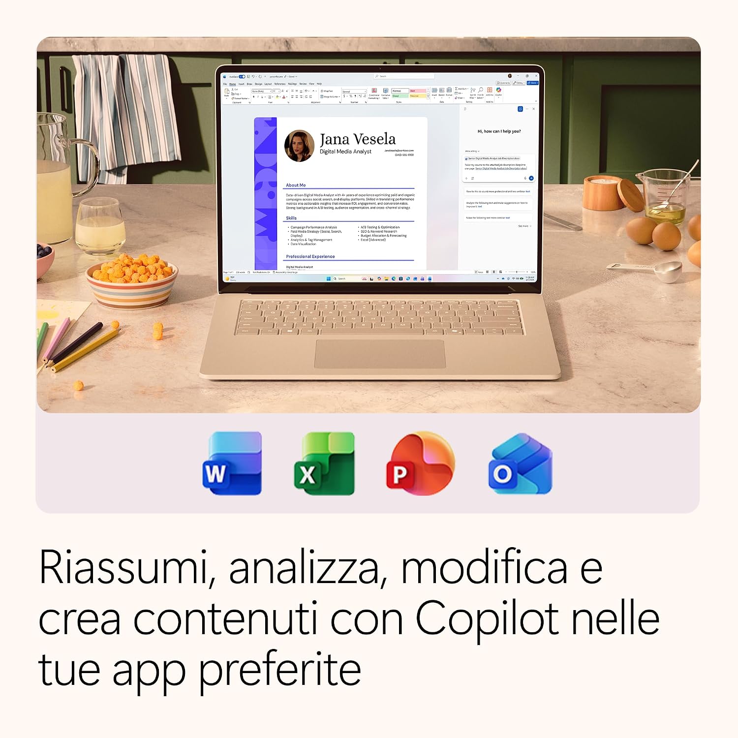 Microsoft 365 Family: Copilot in Word, Excel, PowerPoint e Outlook