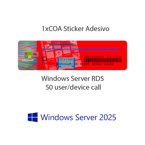 Windows Server 2025 RDS 50 Benutzer-CAL-COA-Aufkleber