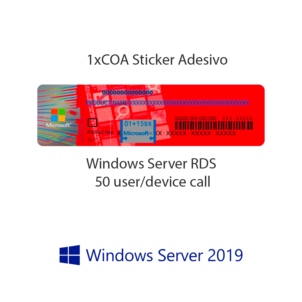 Windows Server 2019 RDS 50 Benutzer-CAL-COA-Aufkleber